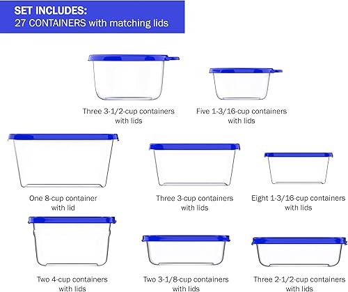 Miniatura 2 de 54 recipientes de almacenamiento de alimentos con tapas, aptos para refrigerador, congelador y microondas, sin BPA, resistentes a las manchas Chef