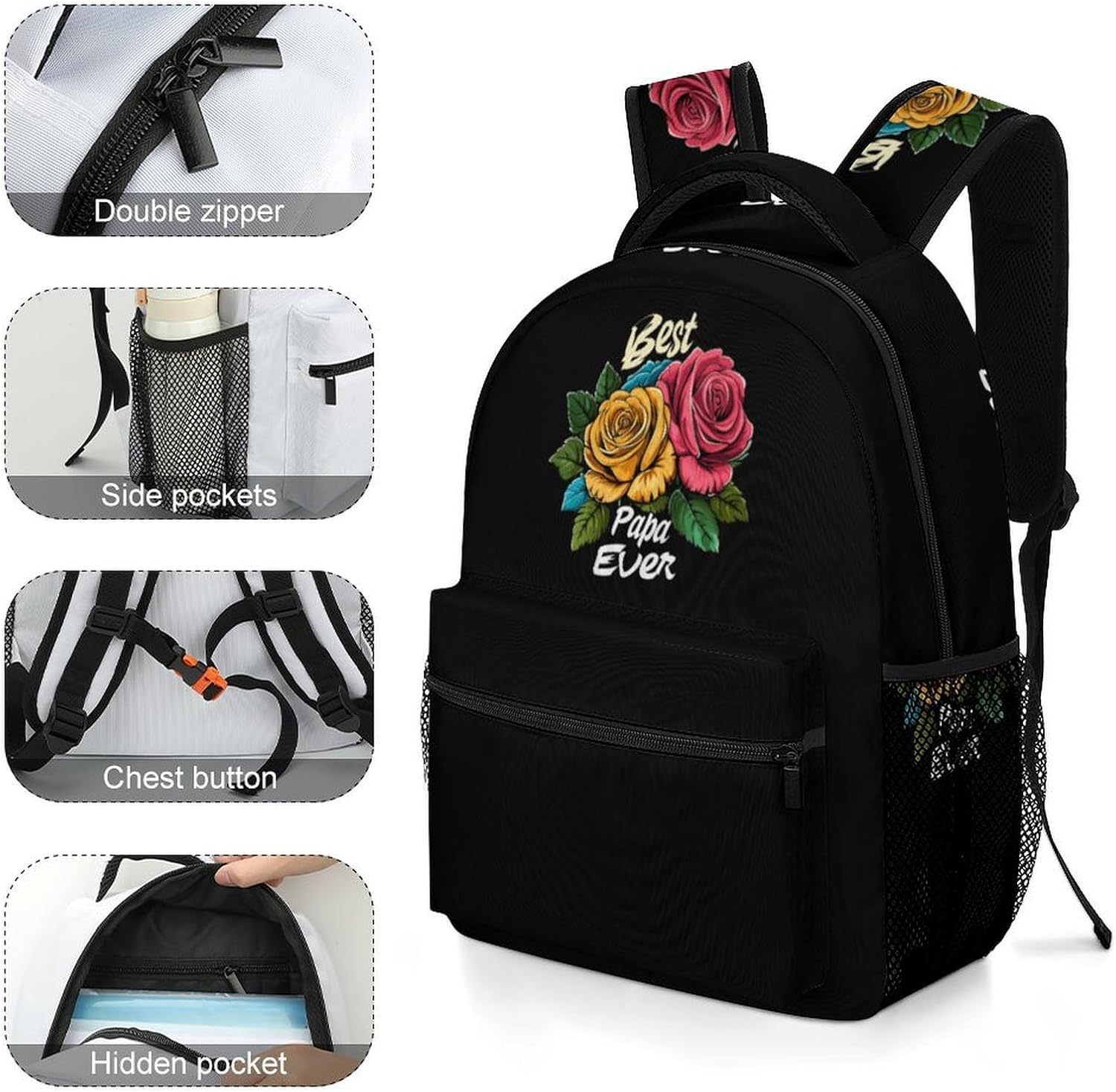 Best Papa Ever Laptop Backpack Lightweight Travel Daypack Shoulder Bag for Men Women