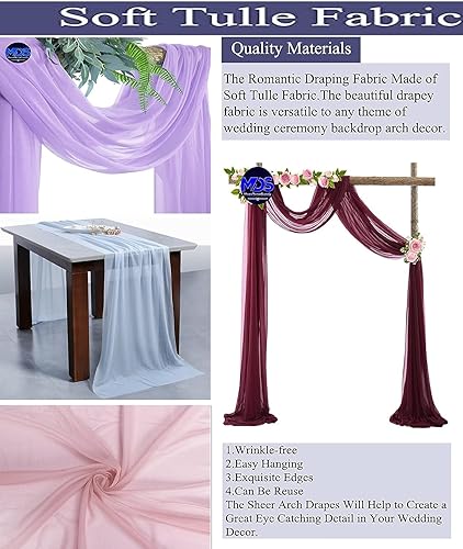 Miniatura 6 de MDS - Paquete de 10 cortinas para arco de boda de tela de gasa transparente para boda, ceremonia, recepción, festón y decoración de fondo, 60