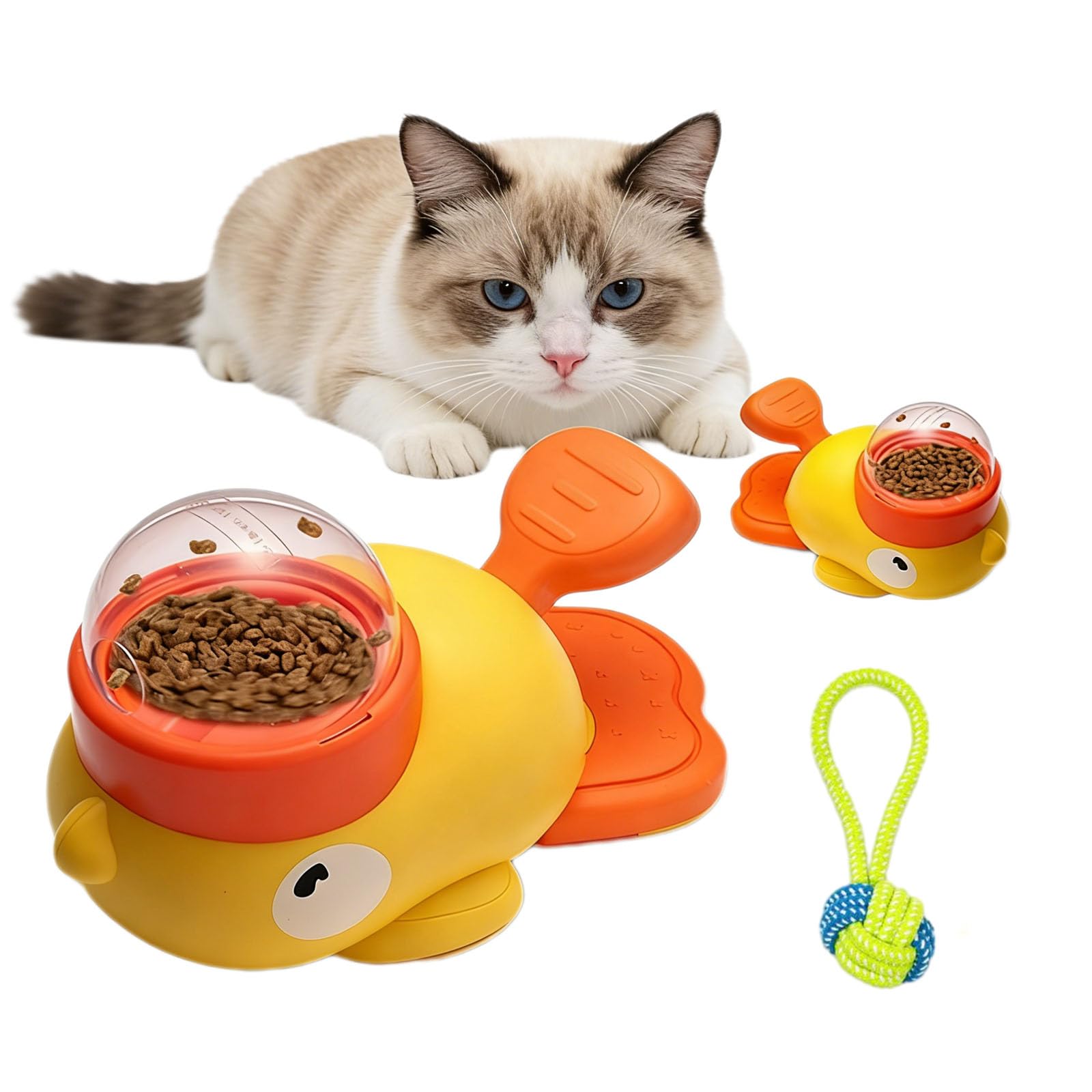 Fuzzibud Cat Toy Feeder, Treat Dispenser Dog Toy, Cat Puzzle Feeder, Little Yellow Duck Cat Toy Treat Feeder, Fun Treat Dispenser for Small Pets, Interactive Cat Toy to Relieve Boredom (1Pc)