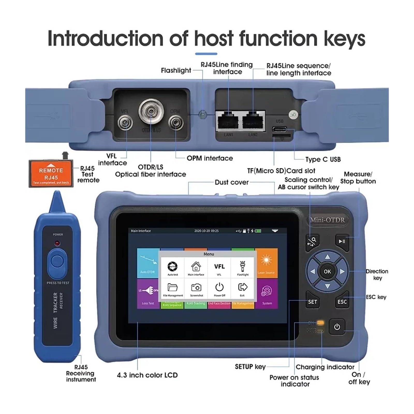 Testeur de fibres optiques portatif 1310nm/1550nm, 100km, NK4000D, testeur OTDR multifonction avec OPM VFL for FTTH