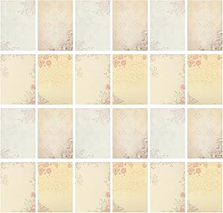 STOBAZA 40 Blatt Briefpapier Vintage Blumen Elegantes Schreibpapier für Dankes und Liebesbriefe Klassisches Papiermaterial für Büro und Fest 4 Designs