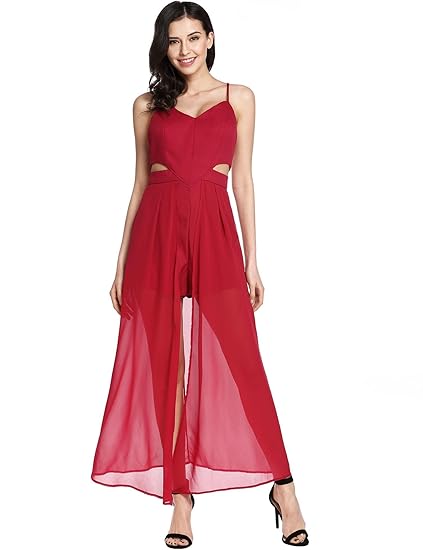 red maxi romper