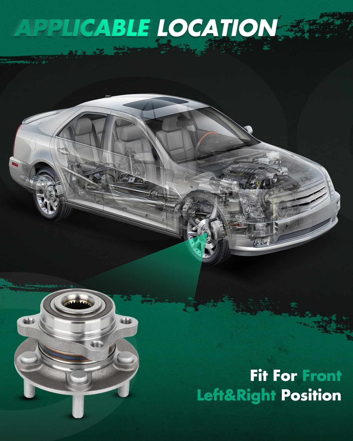 SCITOO Wheel Bearing and Hub Replaces 512498 Front fit for Ford Fusion 2013-2020, for Ford Police Responder Hybrid 2019-2020, for Ford SSV Plug-in Hybrid 2019-2020 Hub Assembly 5 Lugs W/ABS [2pc]
