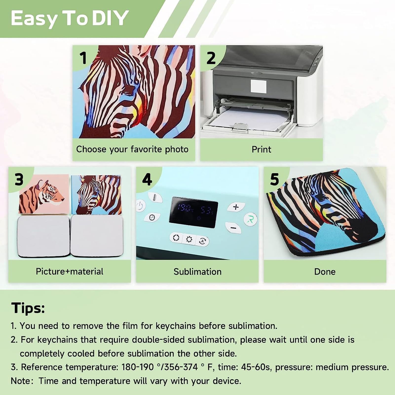 Ensemble Vierge de Sublimation de 77 Pièces, Kit de Démarrage par Sublimation par Transfert de Chaleur pour les Travaux Manuels Tels que les Trousses de Maquillage, les