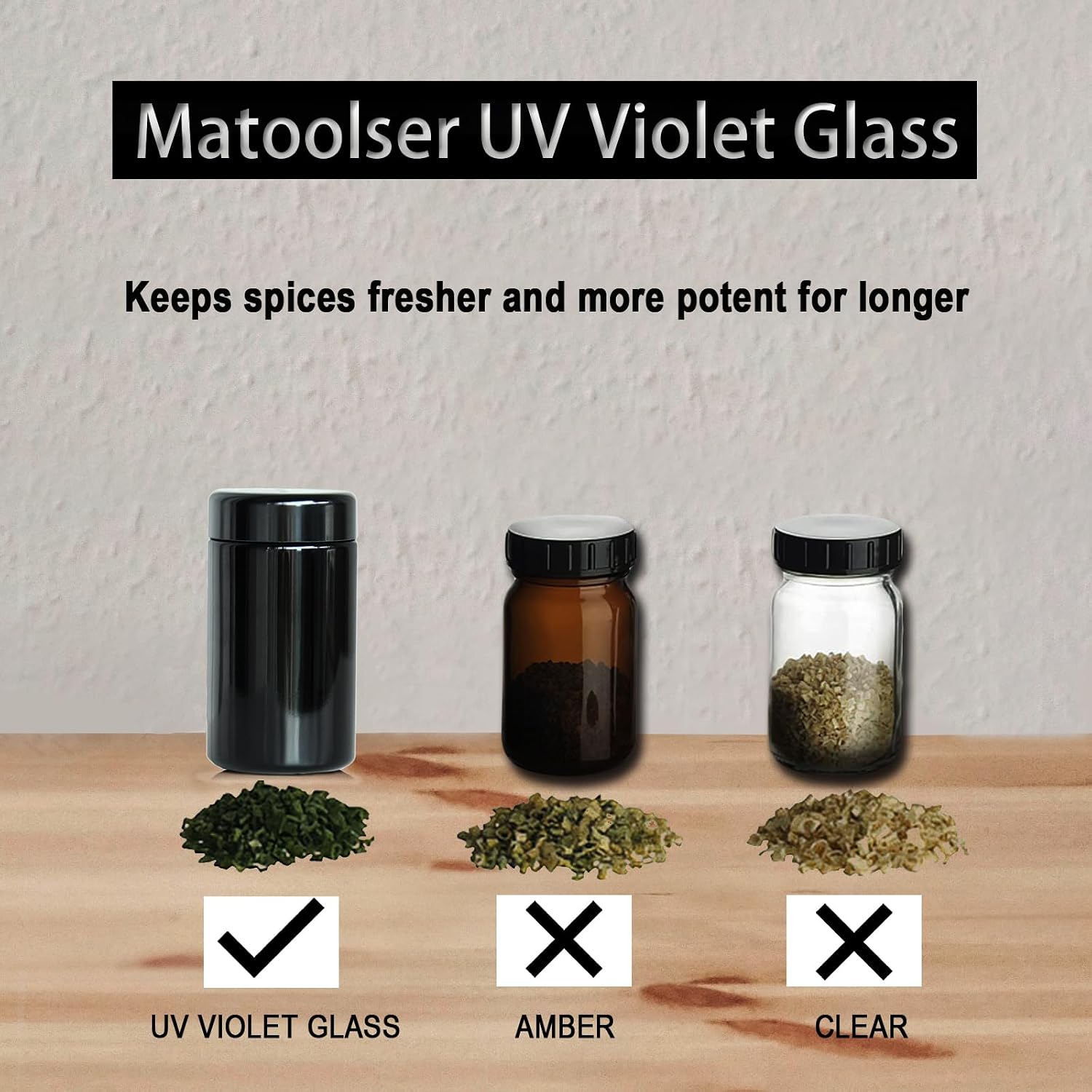Matoolser Black Glass Airtight Storage Container Jar 200ml(6.76 fl oz) with UV Protection for Spice Coffee Matcha