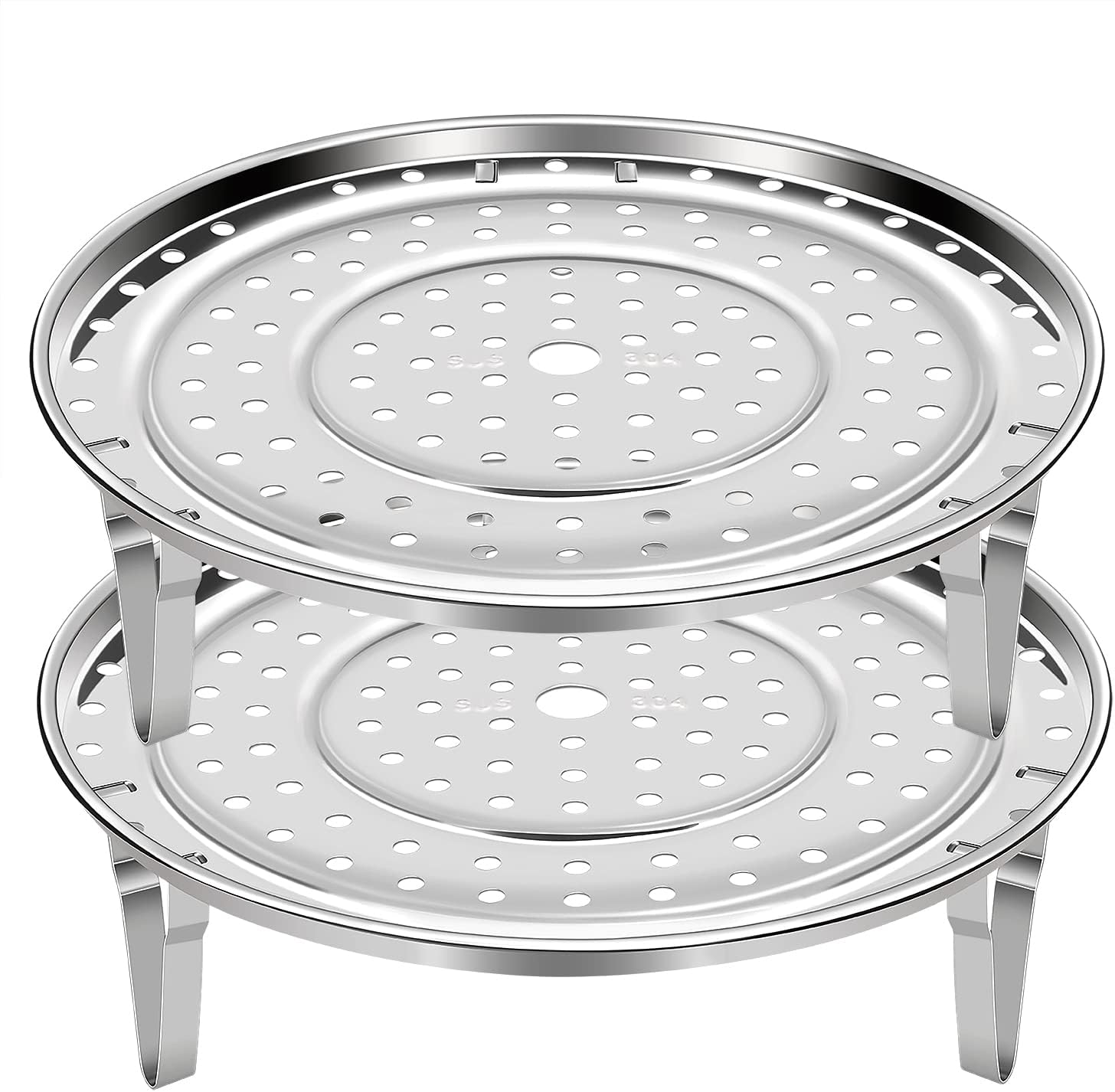 Mini Skater 2 Pack Stainless Steel Steamer Rack Stand Thicken Pressure Cooker Canning Racks with Detachable Legs for Stock Pot Steaming Tray Pans (10.24inch)