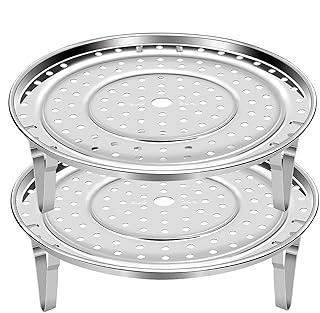 Mini Skater 2 Pack Stainless Steel Steamer Rack Stand Thicken Pressure Cooker Canning Racks with Detachable Legs for Stock Pot Steaming Tray Pans (10.24inch)
