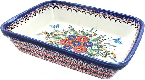 Blue Rose Polaco Cerámica Floral Mariposa Grande Deep Baker