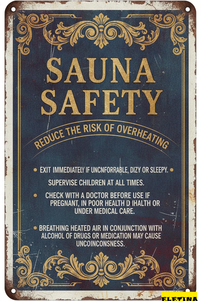 Sauna Safety Pool Warning Spa Rules Metal Security Sign Home Business Yard Garden Office Street Road 8x12in