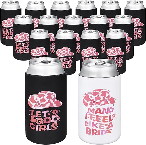 Preboun 16 fundas para latas de cerveza con texto en inglés Let's Go Girl Man I Feel Like a Bride Party, funda delgada para latas de neopreno, con