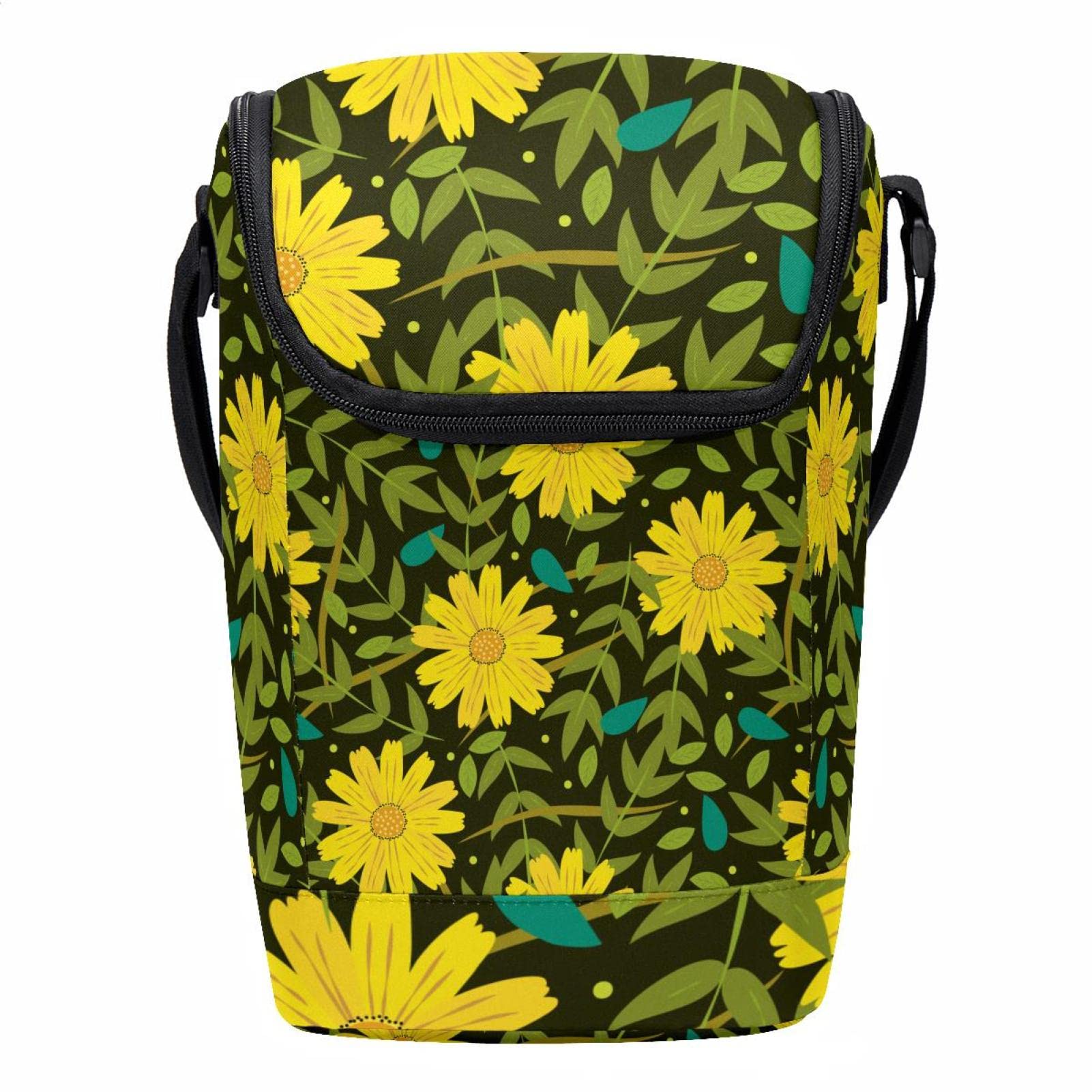 Lonchera para el trabajo y picnic con diseño alegre de flores amarillas
