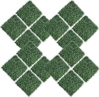 Vista 9 de 12 paneles artificiales de boj de 20 x 20 pulgadas, plantas de seto topiario con protección UV, tapetes de pared de césped sintético
