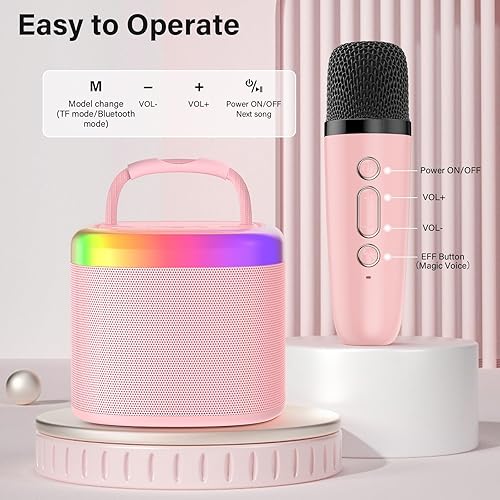 Vista 12 de JYX Mini máquina de karaoke para niños, altavoz Bluetooth negro sin alimentación con luces de fiesta y 1 micrófono inalámbrico, ideal para adultos