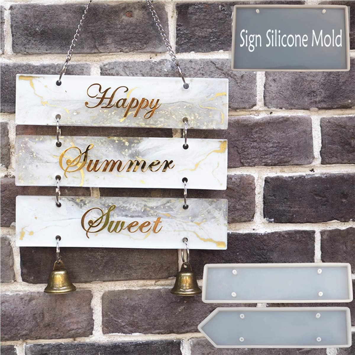 iSuperb 3PCS Silicone Molds for Resin Rectangle Doorplate Epoxy Crystal Mold DIY Tablet Pendant Door Hanging Welcome Sign Plates, Road Street Sign Making Model (Rectangle)