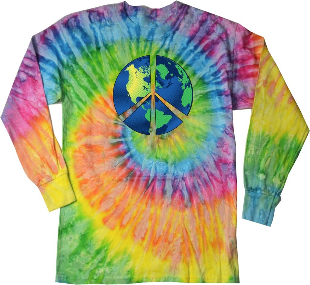 Buy Cool Shirts Peace Sign T-Shirt Blue Earth Long Sleeve Tie Dye