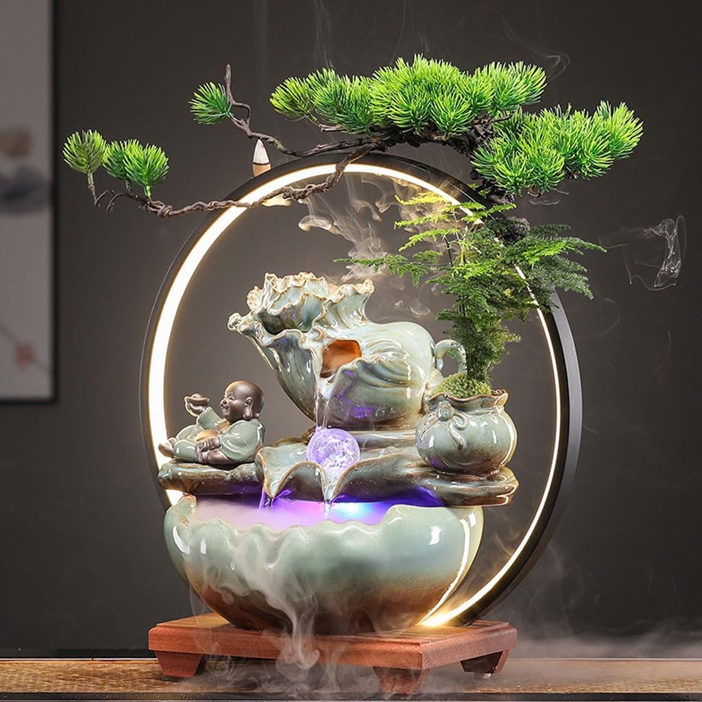 Indoor Fountain Tabletop Fountains Chinese Creative Water Ornaments Living Room Crystal Ball Circulating Water Desktop Fountain Office Desktop Decorations Tabletop Fountain