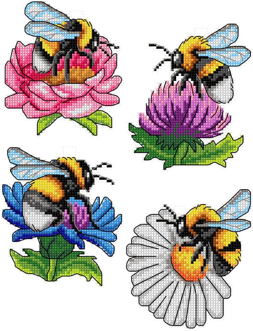 Counted Cross-Stitch Kit on Plastic Canvas with Butterflies. 4 Cute Ornaments Different Dimensions 117CS. 14 Count Plastic Canvas Sheets 8.27x11.02 Inches. Great for Embroidery & Needlework Amateurs