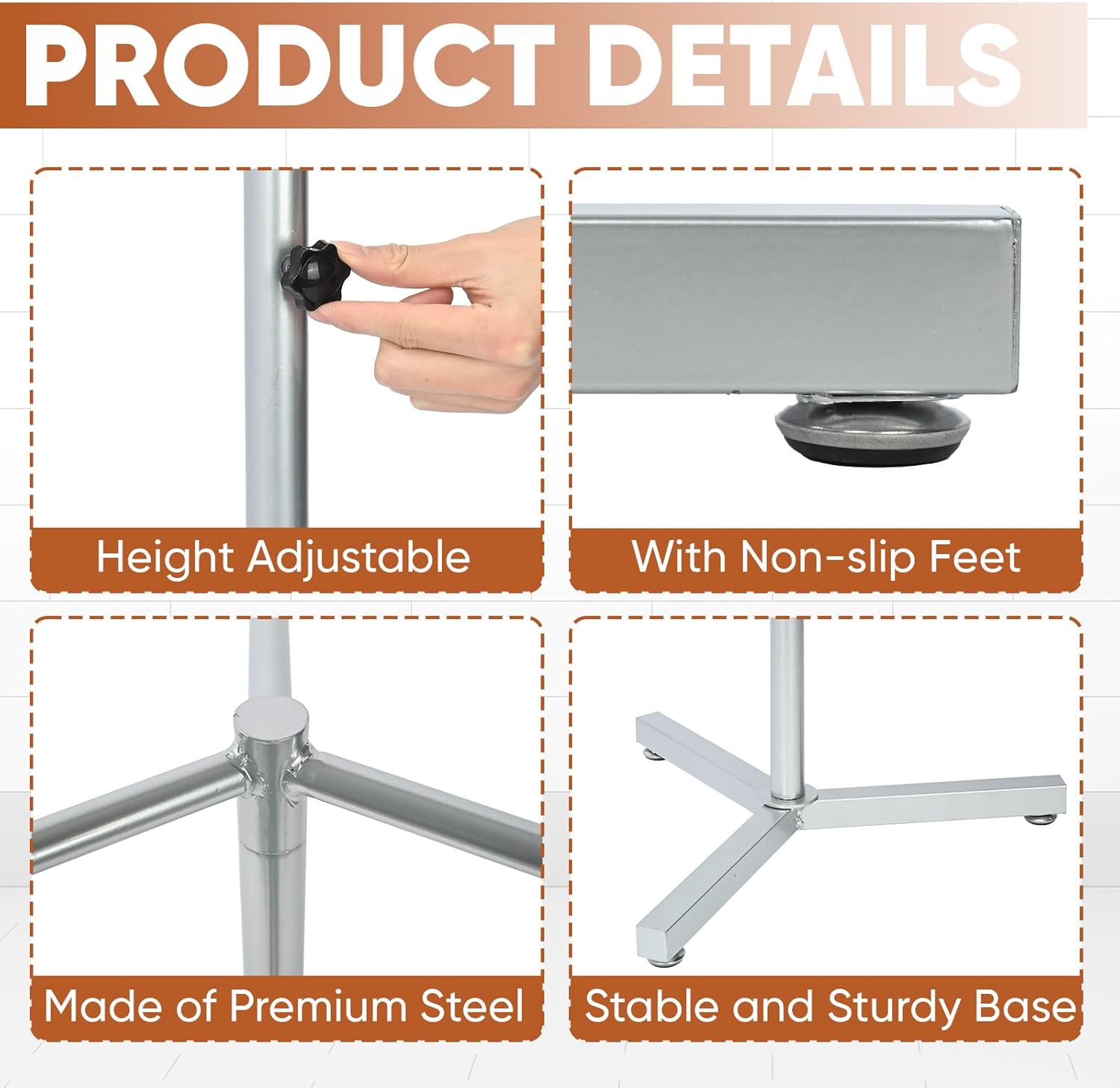 tonchean 2-Pack Adjustable Shopping Bag Racks, Heavy Duty Metal Tote Bag Holders Commercial Retail Display Racks Handbag & Purse Rack Stand for Vendors, Boutique, Trade Show & Home Storage