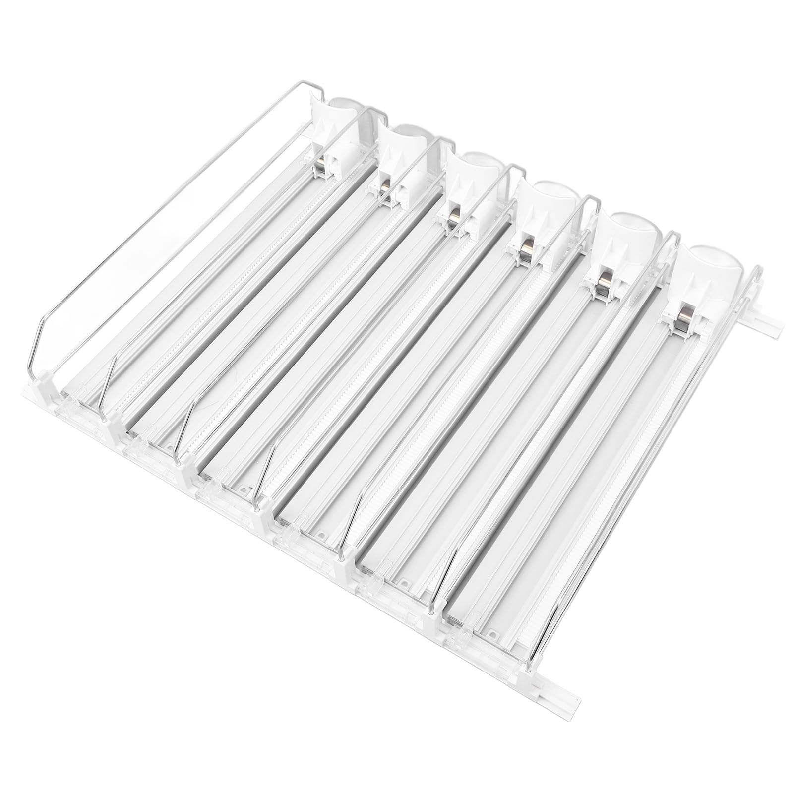 Organizador de bebidas ABS para nevera, soporte ajustable para latas de bebidas de 6 filas, dispensador de latas de refresco deslizante de fácil carga para cerveza, refrescos, (Blanca)