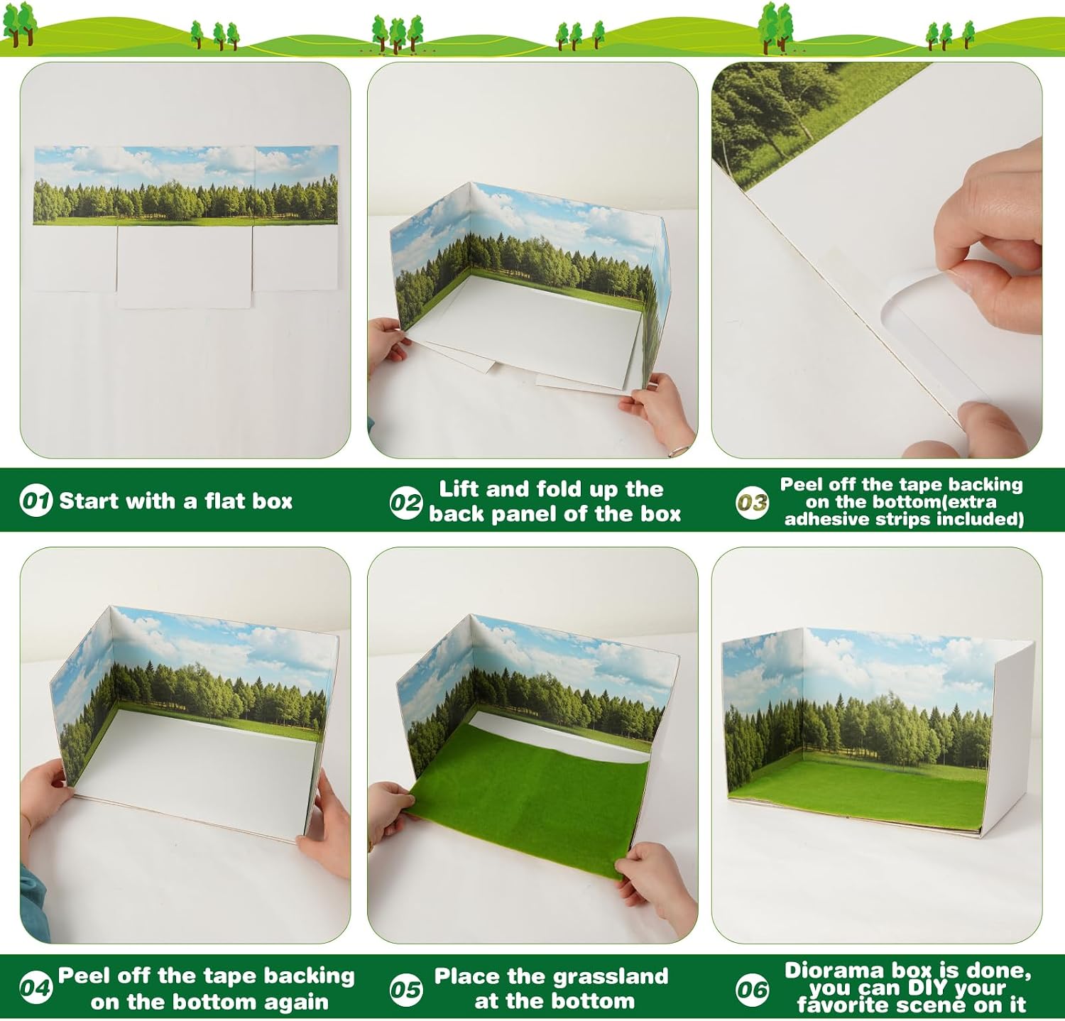 Ecmln Jungle Diorama Kit- Artificial Grass & Tapes for School Project