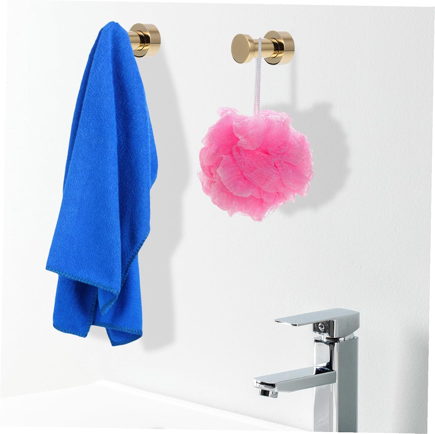 GARVALON Brass Wall Hooks and Towel Hooks for Bathroom 2pcs Small with Door Hangers Suitable for Shower and Bathroom Accessories image 4
