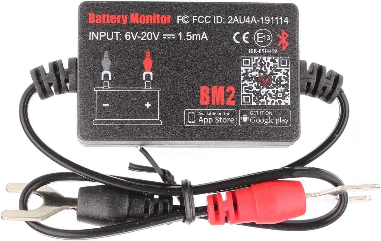 QUICKLYNKS BM2 Bluetooth Battery Monitor 12V Car Battery Tester for Lead Acid Battery, LowVolt Alarm for All 12 Volts Solar Power Systems/RVs/Motorcycles/Boats/Cars Compatible with iPhone and Android