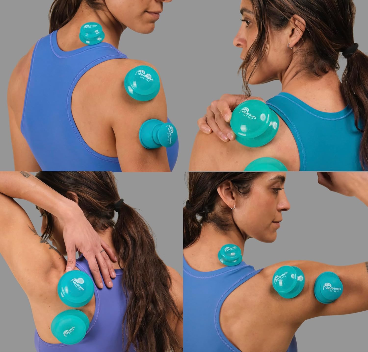Dual Style Silicone Massage Cupping Therapy Set with All Natural Balm, Mixed 4 or 6 Packs with case (6 Pack, Clear Teal Glide Cups) - Image 4