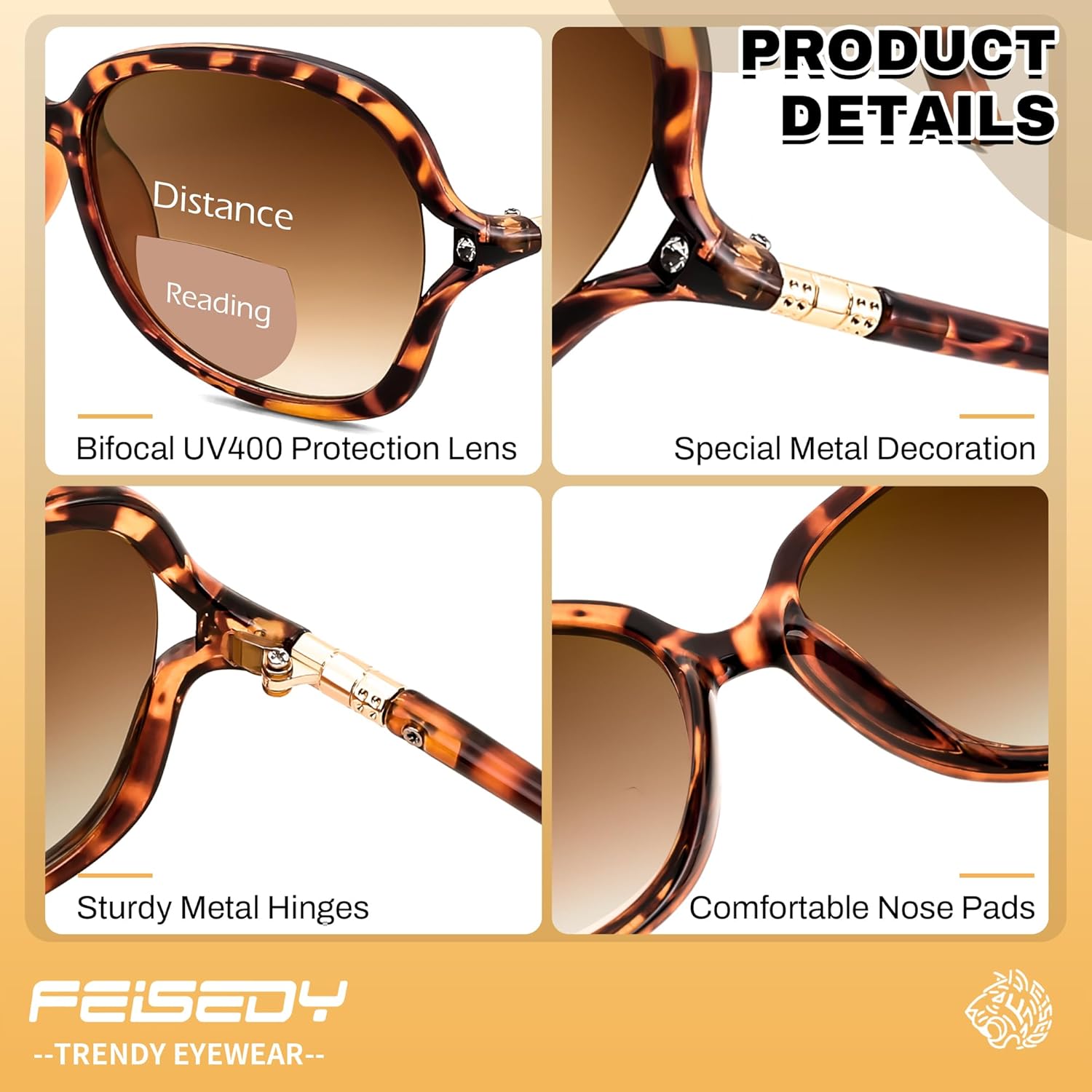 FEISEDY Fashion Bifocal - Reader Sunglasses, Butterfly, Blue Light Blocking Reading Glasses - UV400 Protection B0286 - Image 5