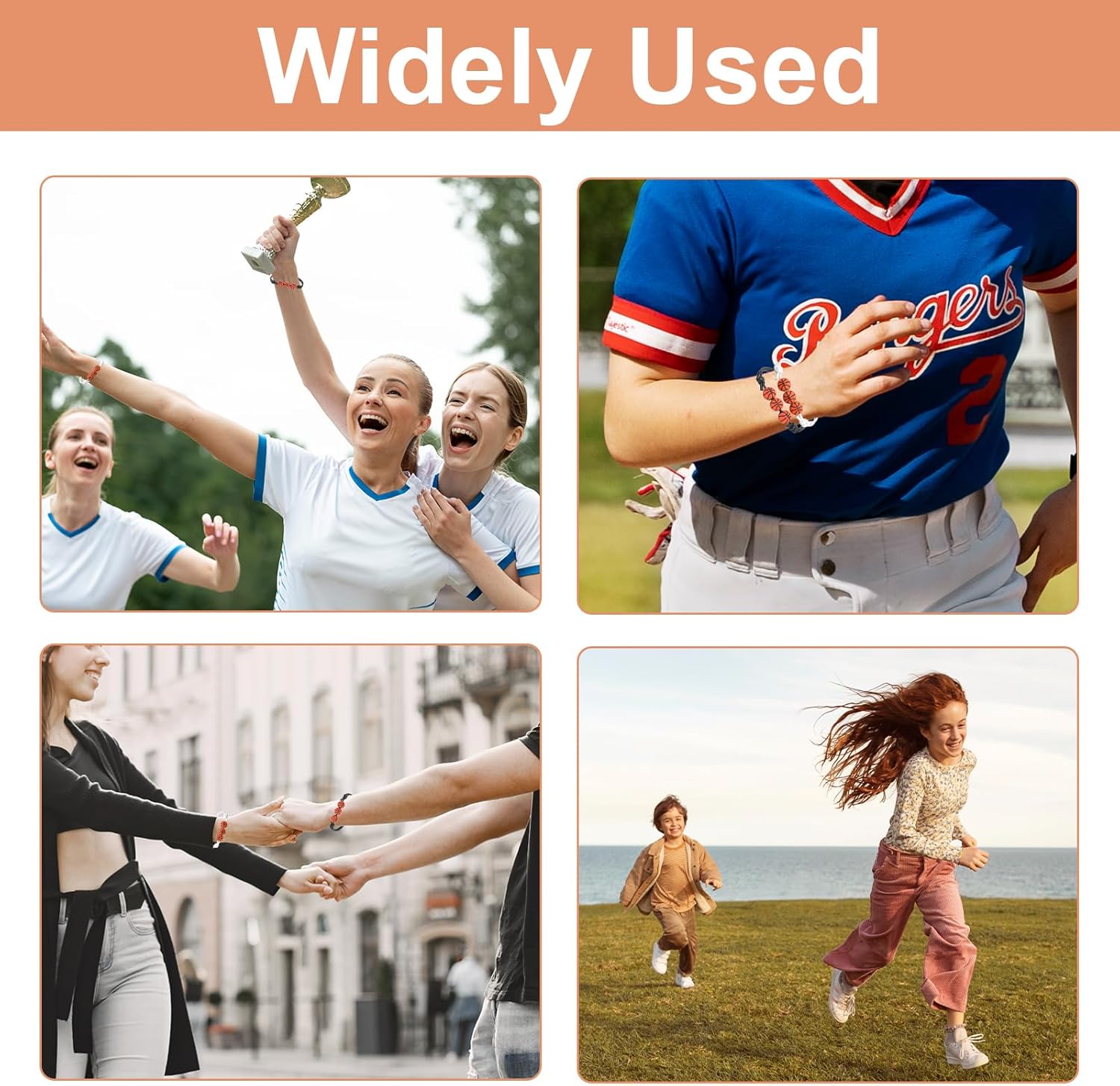 48 Pack Basketball Bracelets for Boys Girls Teens Adults, Adjustable Basketball Party Favors with 3 Beads, Bulk Sport Team Wristbands for Players Fans Coaches