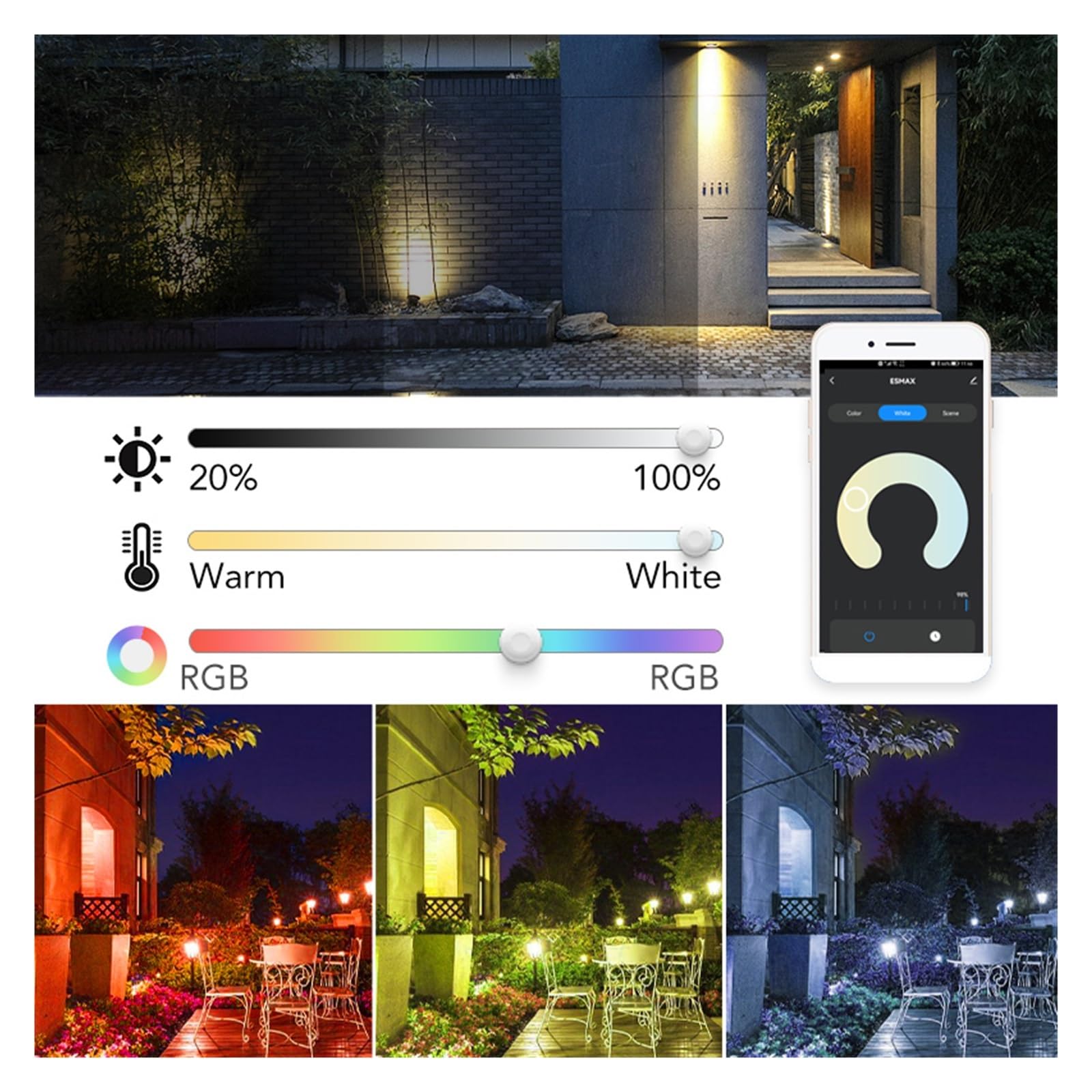 MINING Proiettori per esterni, Proiettore RGB Luci Natalizie Proiettore A Led For Esterni APP Controllo Vocale Illuminazione Esterna A Led For Giardino(50W)