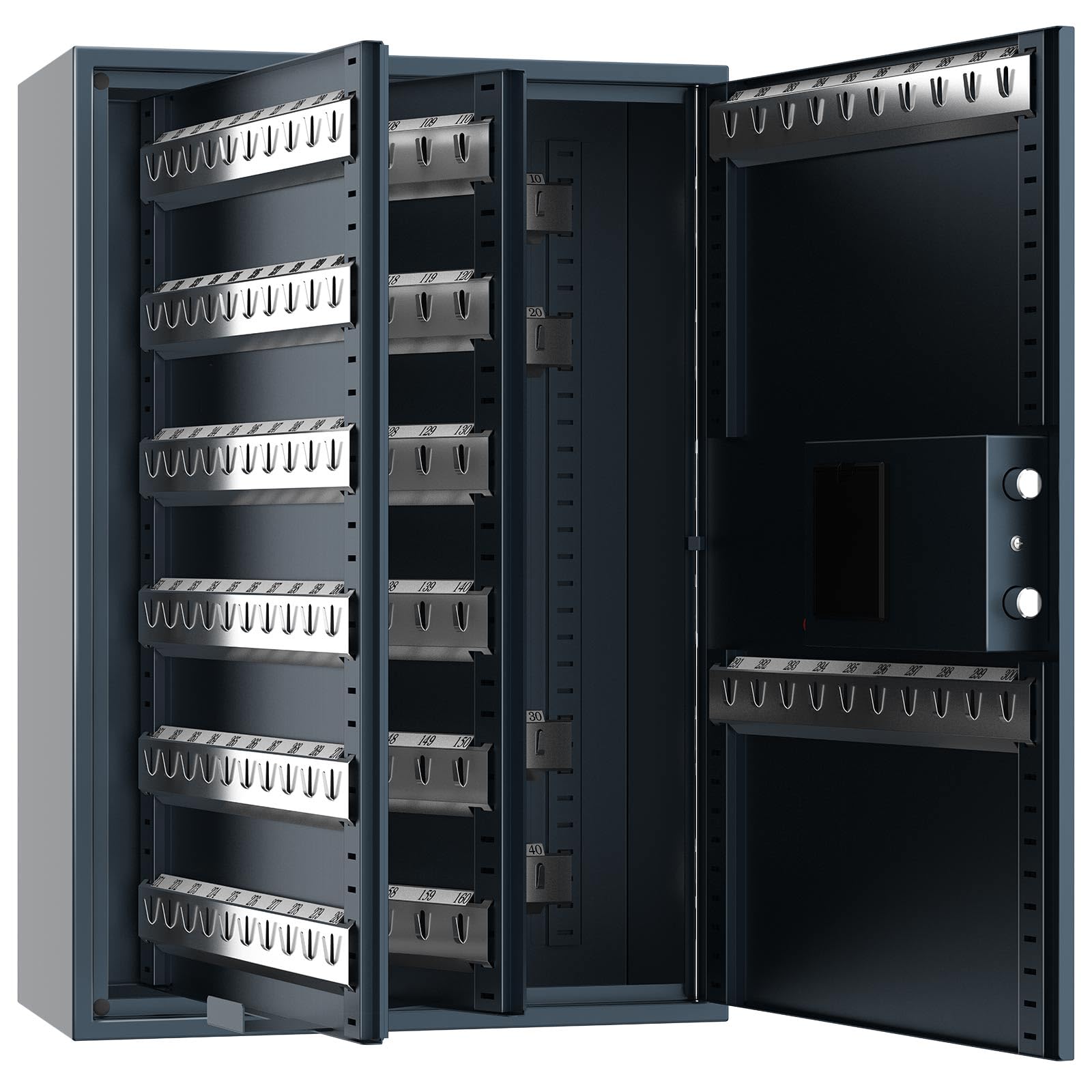 Profirst Armoire à clés Porter 300 Serrure électronique Ouverture d'urgence Acier Gris 15 Barres à Crochets réglables y Compris 300 Porte-clés GRATUITS Matériel de Fixation