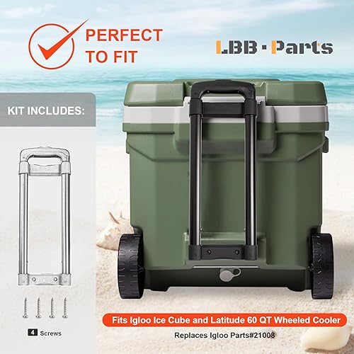 Miniatura 4 de LBB-Parts Mango telescópico de repuesto para cubitos de hielo y enfriador de ruedas Latitude de 60 cuartos de galón, kit de mango telescópico Igloo