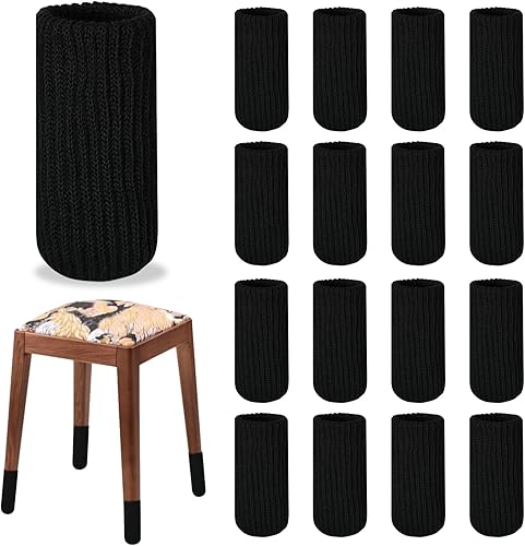Miniatura 15 de 48 PCs Calcetines para Patas de Muebles - Protectores de Suelo de Punto de Alta Elasticidad para Patas de Silla, Juego de Fundas Negras Gruesas