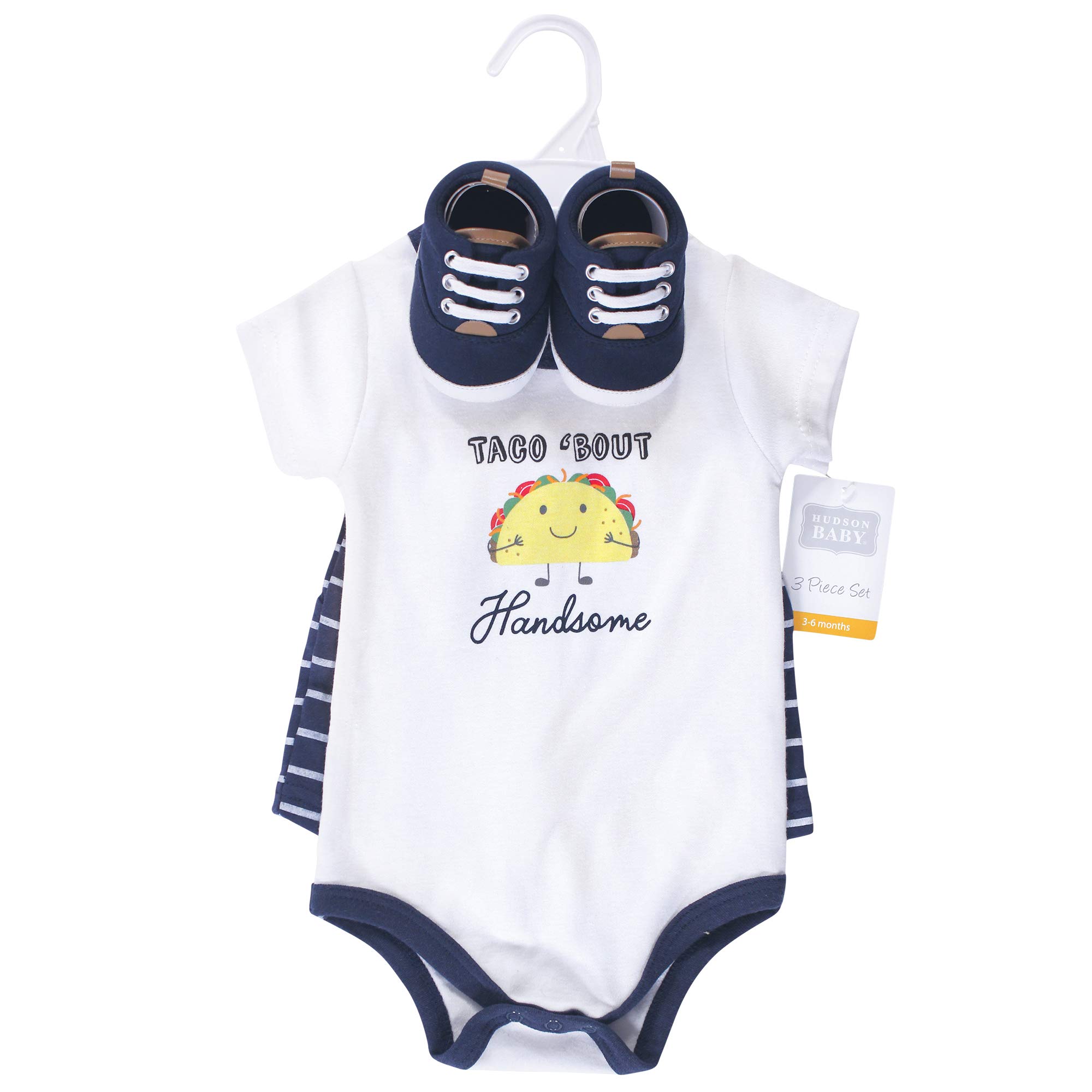 Hudson Baby Dziecięcy chłopcy unisex bawełniane body dla chłopców i mężczyzn, zestaw szortów i butów, piękna taco, 0-3 miesiące koszulka dla malucha