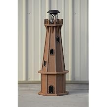32" Octagon; Solar Powered Poly Lighthouse in Antique Mahogany