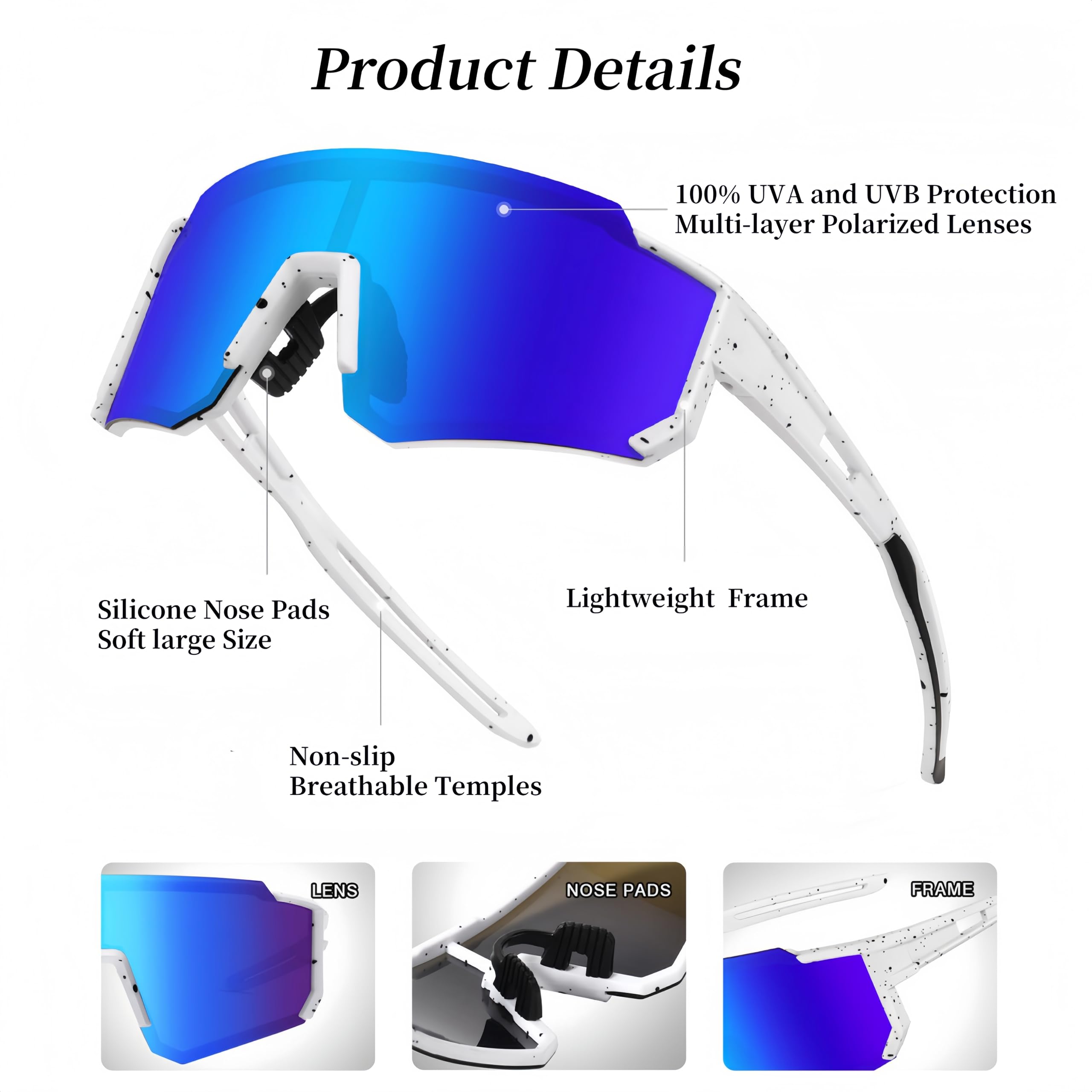 Occhiali da sole sportivi polarizzati per uomo e donna, protezione UV per esterni, occhiali da sole, ciclismo, pesca, baseball, corsa