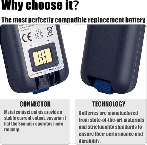Miniatura 4 de Reemplazo de batería de 5200 mAh para Intermec CK75 CK70 CK71 CK3 CK65 CK3R CK3X CK3XR CK65-BTSC CK3R CK3N CK3B, 318-034-034 1001AB01 318-063-002