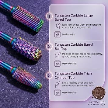 30Pcs Nail Drill Bits Set: 3/32 Inch Carbide Cuticle Ceramic Nail Bits for Nail Drill for Acrylic Gel Nail Manicure Pedicure Remover Tools for Home Salon