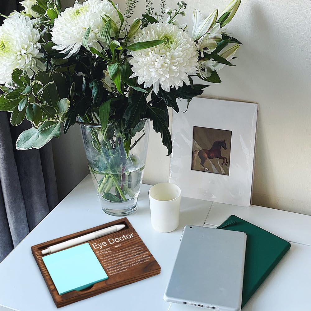 Eye Doctor Gift – Optometrist Office Decor, Vision Care Desk Accessory, Engraved Wooden Sticky Note Holder, 6.4 * 4.6 * 0.6 inches,LQQ104