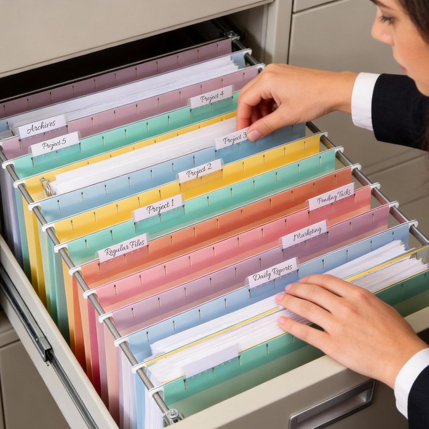 SUNEE 25 Pack Hanging File Folders, Bright Folders, Hanging File Folders Letter Size with 1/5-cut Tabs, Stay Organized for Your Home and Office Bulk File and Documents - Image 4