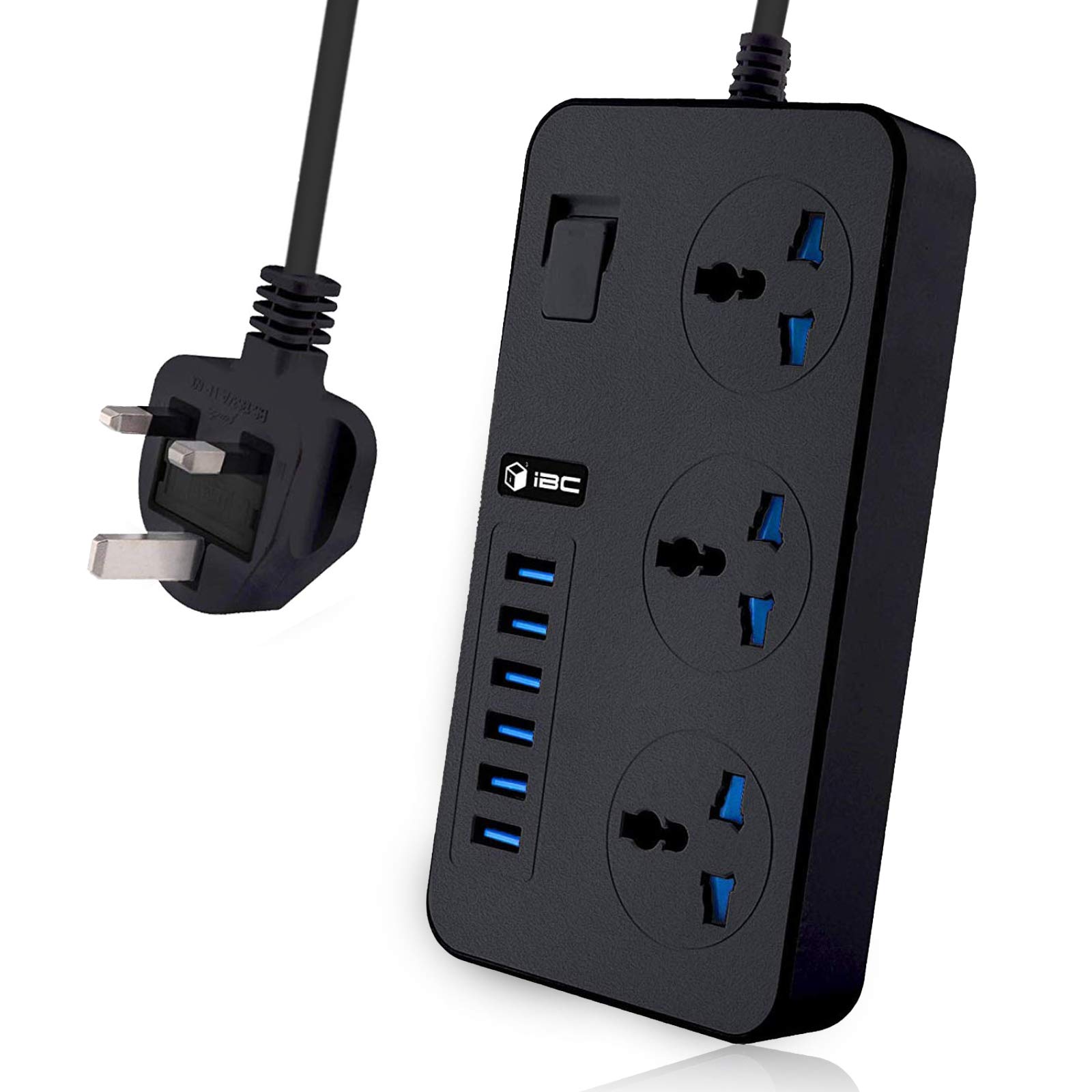 Buy iBlockCube® Universal Power Strips 3 Way Outlets 6 (3.1A) USB Ports, Surge Protection Socket