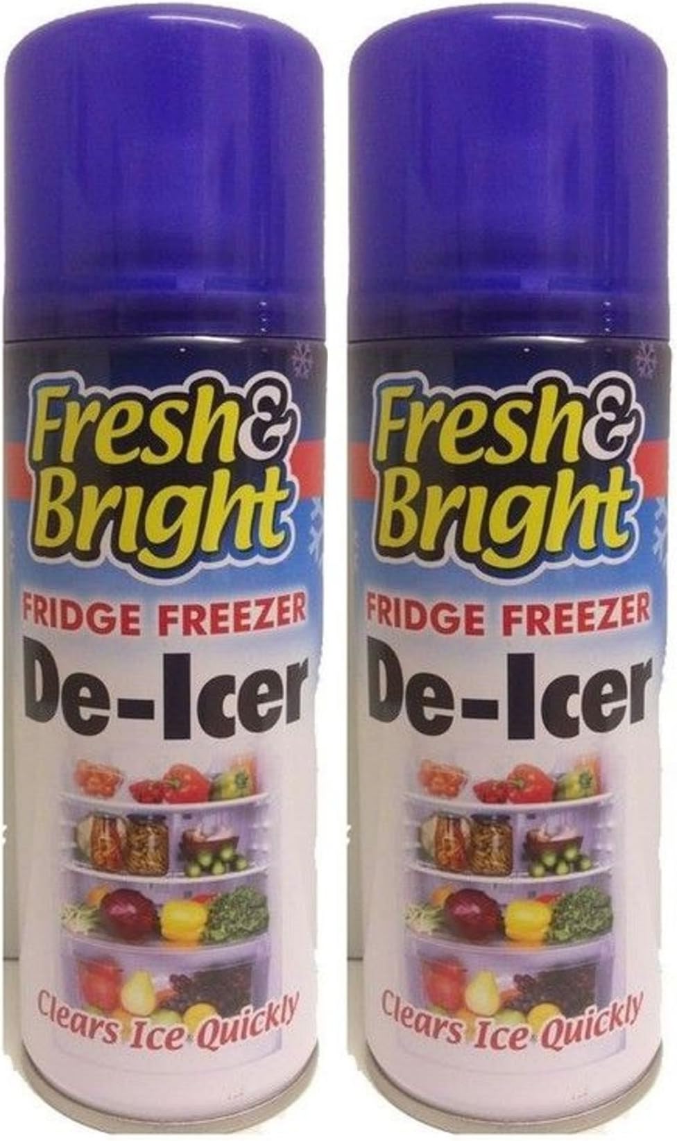 Anti-Bacterial Fridge Freezer De-Icer Spray Deicer Spray Fridge Cleaner Genuine Fresh & Bright 200ml Quick Ice Remover (Pack of 2)