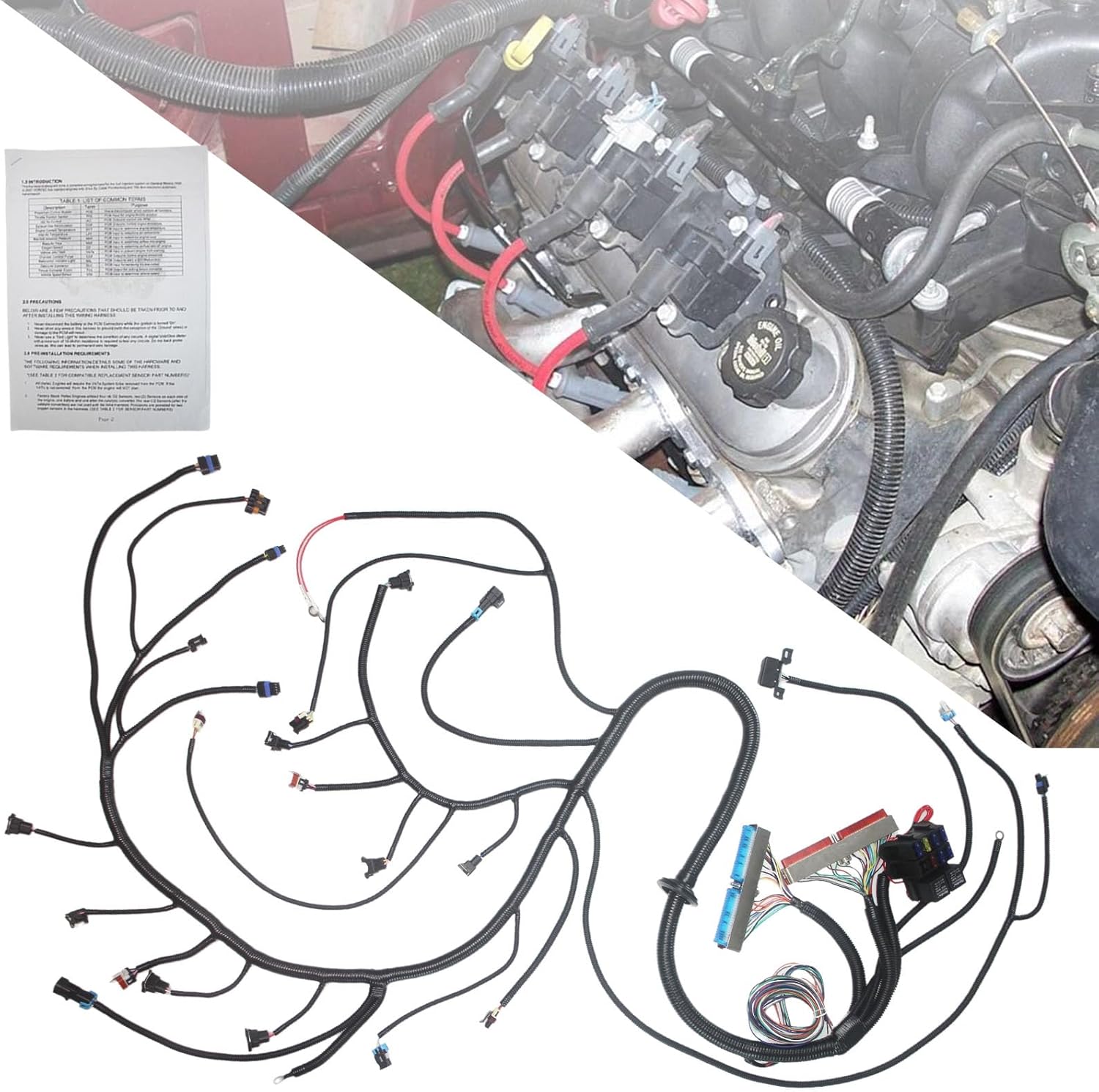 T56 DBC LS1 LS6 Standalone Wiring Harness Compatible with 1997-2006 LS Drive by Cable (Red/Blue PCM) Vortec Engines 4.8 5.3 6.0 w/ TH400 TH350 700R4 Manual Transmissions EV1 Fuel Injector