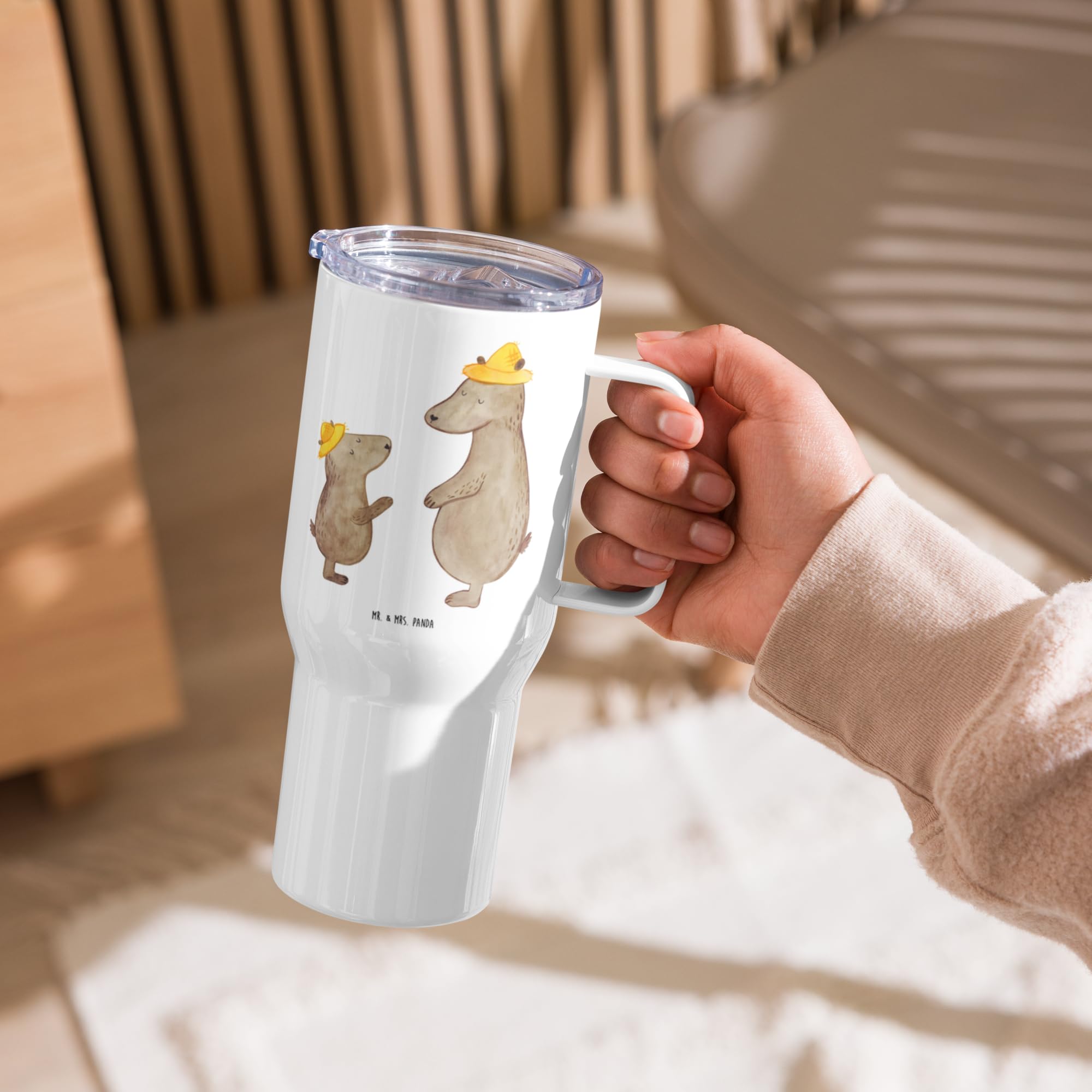 Mr. & Mrs. Panda Thermobecher Bären mit Hut - Geschenk, Bär, Muttertag, Reisebecher, Kaffee-to-go-Becher, Kinder, thermosbecher, Vatertag, Familie, Teetasse, Teebecher