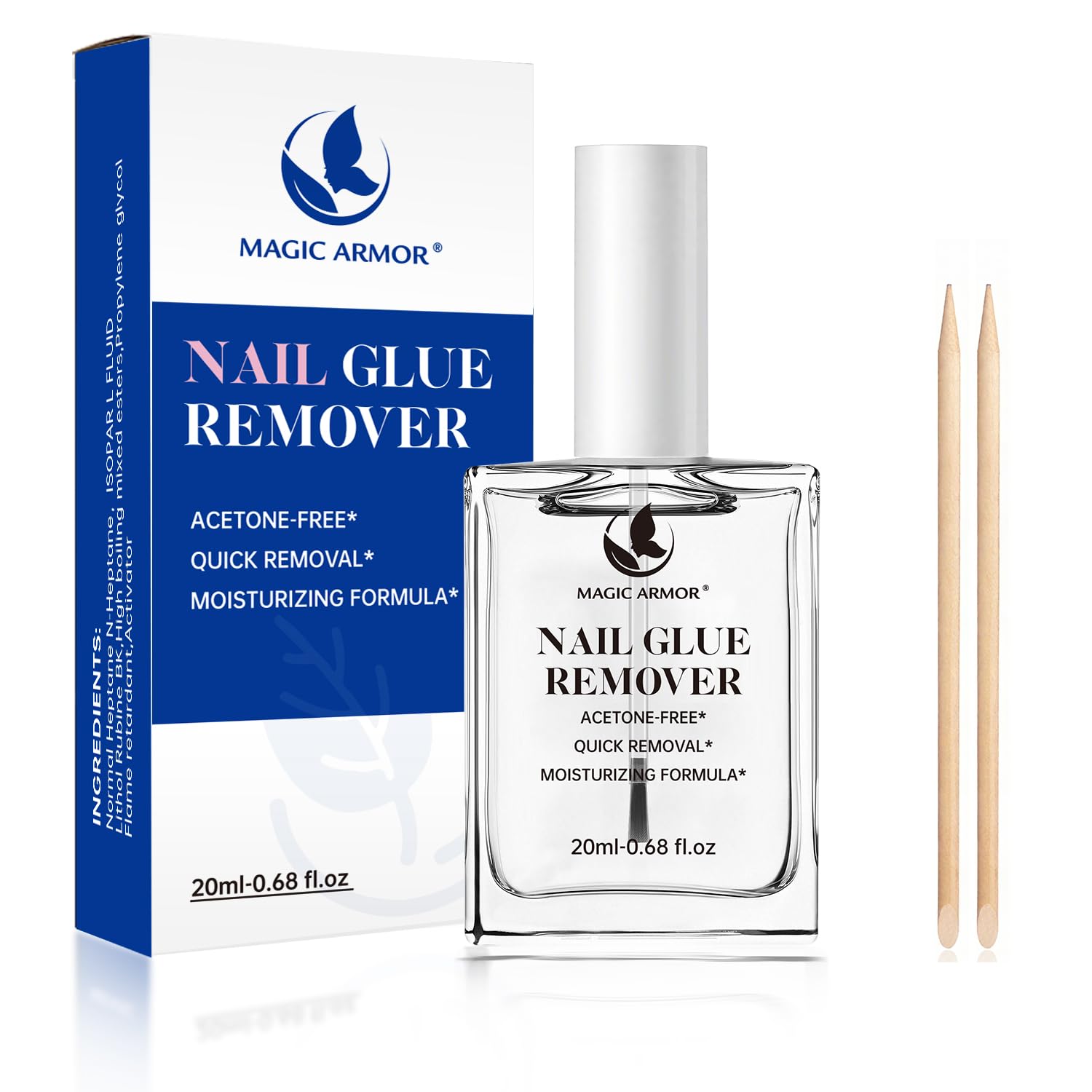 Nail Glue Remover for Press On Nails 20ml, Non-Acetone Removal Debonder, Quick & Gentle Adhesive Remover for Fake Nails – Not for Gel Polish or Base Coat