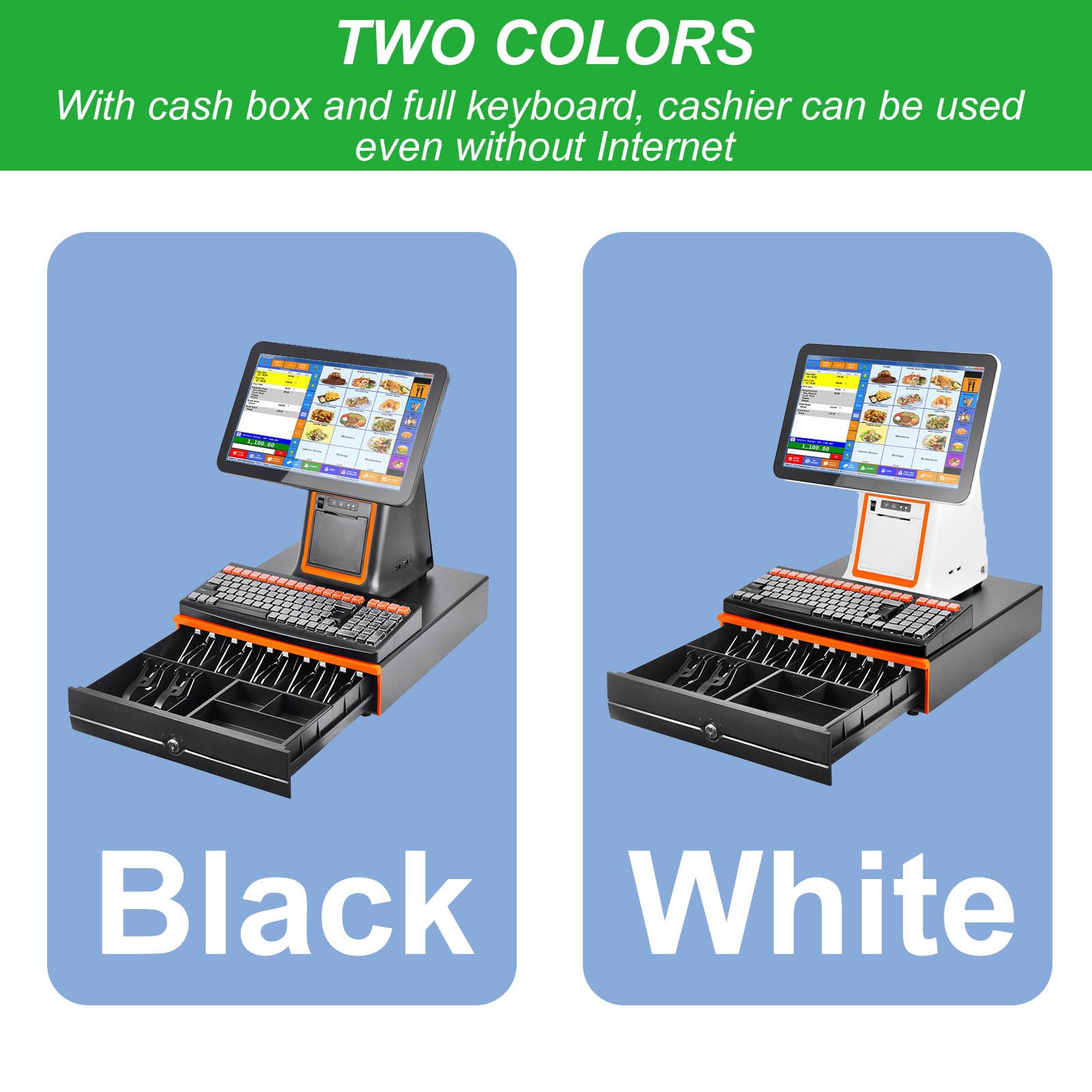 Registratore di Cassa Integrato, Funzione Pc E Funzione di Stampa, Esegui Software di Registro/Supporta Moduli per Ufficio, 485X350X520 Mm, per Uso Commerciale,Black