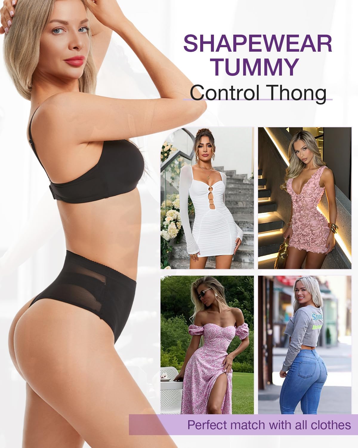 Thong Shapewear Tummy Control Underwear for Women Body Shaper Girdle Compression Shapewear Thong - Image 5