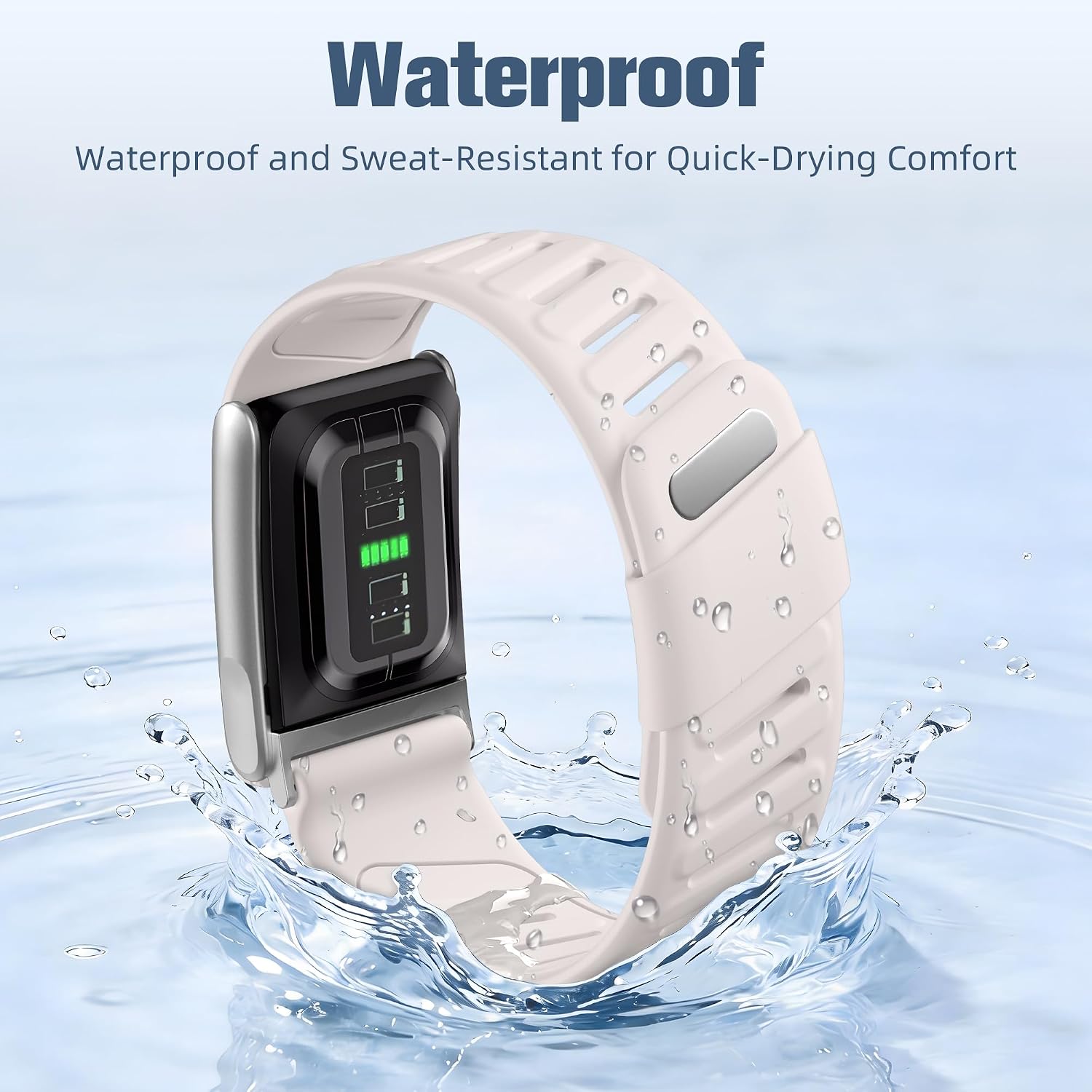 Getino Sport Band Compatible with Whoop 5.0 Bands One, Peak and Life/MG, Breathable Waterproof Silicone Adjustable Replacement Accessories Strap for Whoop Band 5.0 Fitness Activity Tracker, Starlight 3 71BAXVrss2L. AC SL1500
