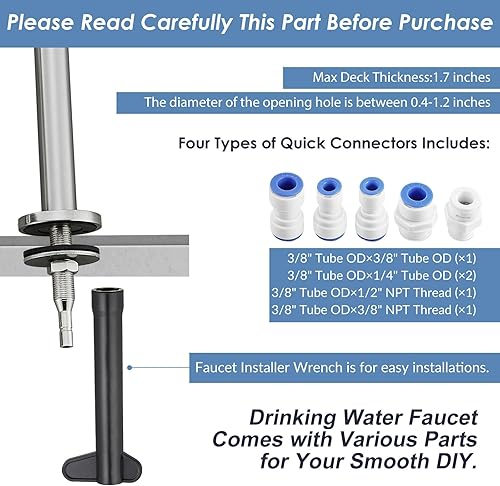 Miniatura 7 de Grifo RO de níquel cepillado, grifo de agua potable, grifo de agua filtrada para fregadero de cocina, grifo de ósmosis inversa, grifo de filtro de